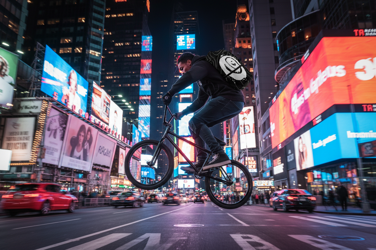 Noir Backpack Times Square bike rider